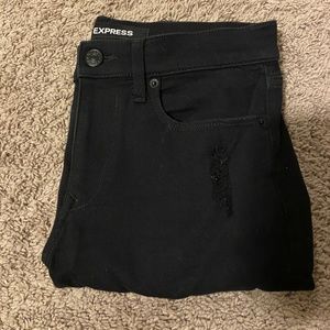 Express Black Ripped Mid Rise Legging Jeans